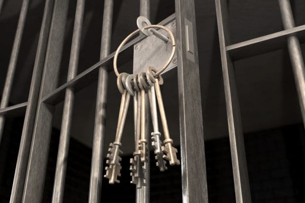 Jail Cell With Open Door And Bunch Of Keys