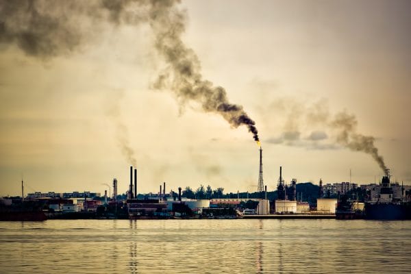 Oil refinery polluting the atmosphere