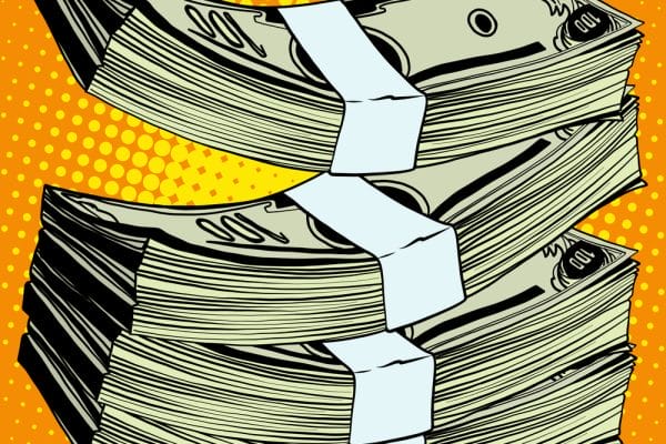 Stack of dollars money banknote
