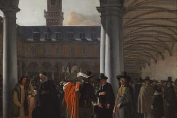 Emanuel de Witte, De binnenplaats van de Beurs in Amsterdam, 1653, olieverf op paneel, Museum Boijmans Van Beuningen, Rotterdam
(bruikleen Stichting Willem van der Vorm / foto: Studio Tromp, Rotterdam)