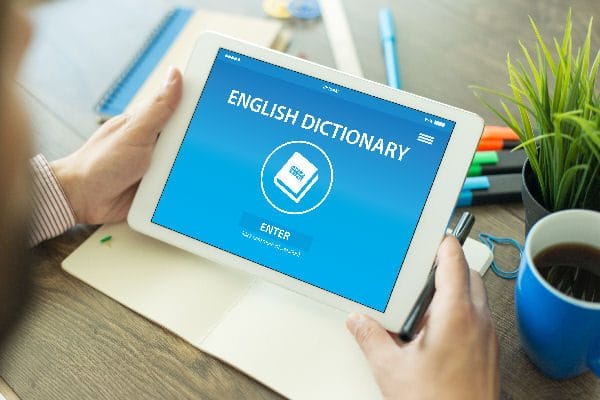 English Dictionary App on Screen