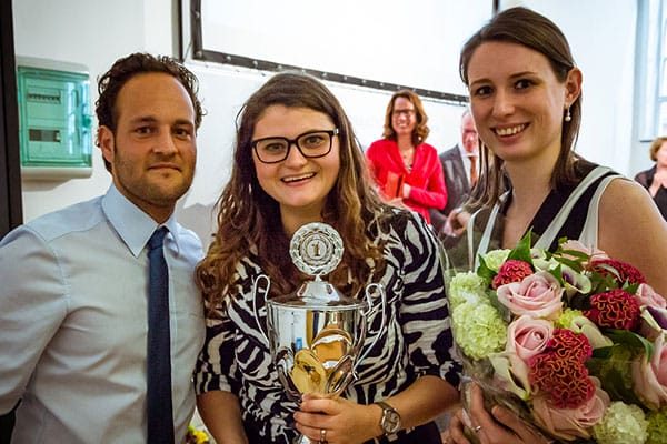 Vlnr Rik Kroese, Johanna Pex en Esmee Driessen. Foto UvA